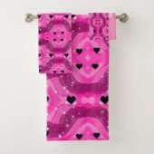 Pink art pop culture black heart badhandtuch set (Insitu)