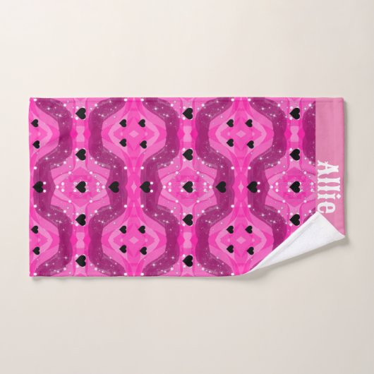 Pink art pop culture black heart badhandtuch set (Handtuch)