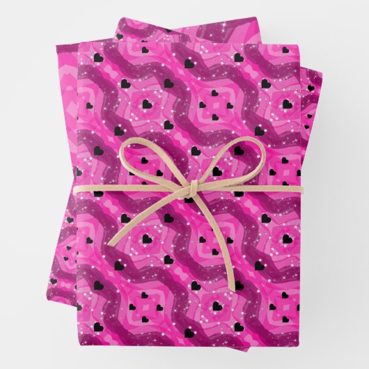 Pink art pop culture black heart geschenkpapier set (Beispiel)