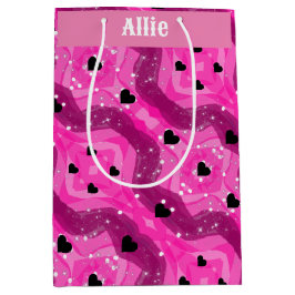 Pink art pop culture black heart mittlere geschenktüte