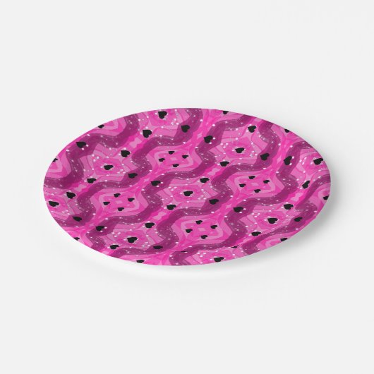 Pink art pop culture black heart pappteller (Schrägansicht)