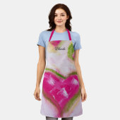 Pink Artistic Hearts Chalk Handgemalt Schürze (Getragen)