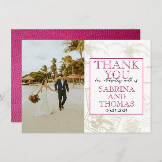 Pink Aruba Dankeskarte (Vorne/Hinten)