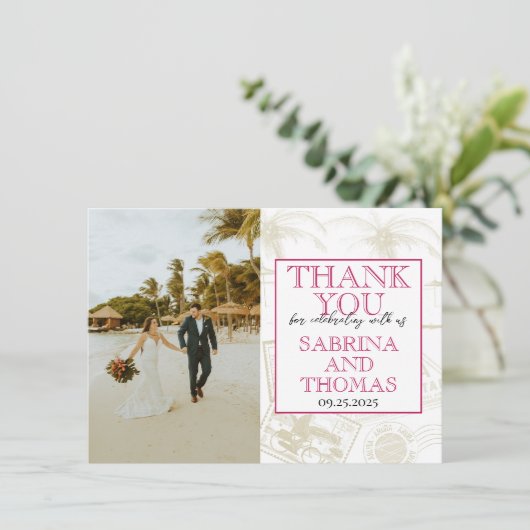 Pink Aruba Dankeskarte (Stehend Vorderseite)