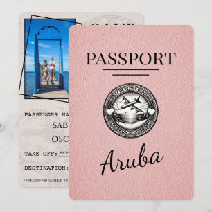 Pink Aruba Reisepass Save The Date