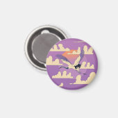 Pink Asian Crane Bird Magnet (Vorderseite/Rückseite)