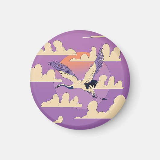 Pink Asian Crane Bird Magnet (Vorne)