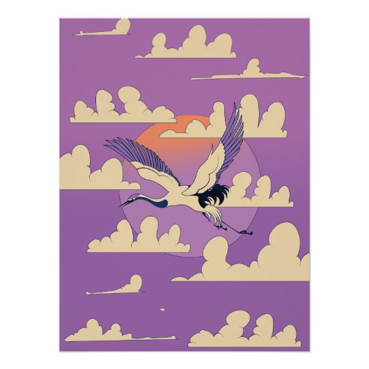 Pink Asian Crane Bird Poster (Vorderseite)