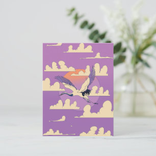 Pink Asian Crane Bird Postkarte