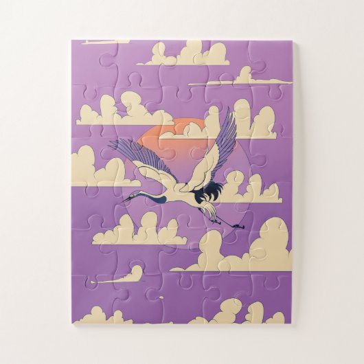 Pink Asian Crane Bird Puzzle (Vertikal)