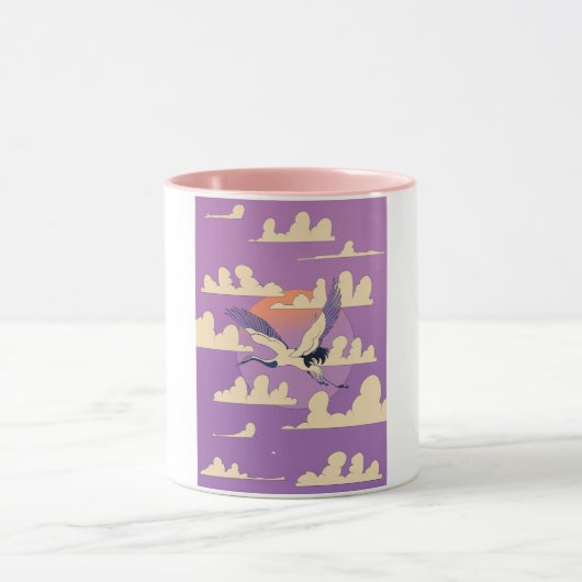 Pink Asian Crane Bird Tasse (Zentrum)