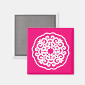 Pink Asian Moods Mandalla Magnet (Vorderseite/Rückseite)