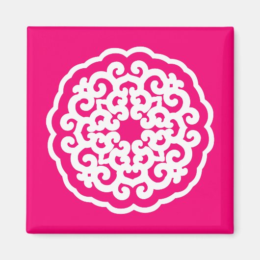 Pink Asian Moods Mandalla Magnet (Vorne)