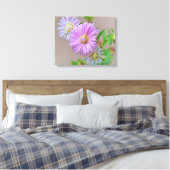 Pink Aster Blume Blumenstrauß Leinwand Printmedien (Insitu (Schlafzimmer))