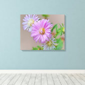 Pink Aster Blume Blumenstrauß Leinwand Printmedien (Insitu (Holzboden))