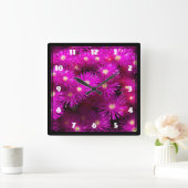 Pink-Aster-Blume Quadratische Wanduhr (Zuhause)