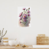 Pink Aster Blumen Art Print Poster (Küche)
