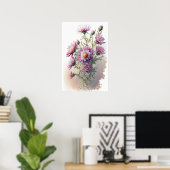 Pink Aster Blumen Art Print Poster (Heimbüro)