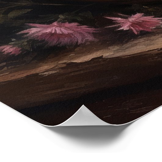 Pink Aster Blumen Art Print Poster (Ecke)