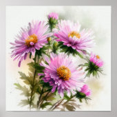 Pink Aster Blumen Art Print Poster (Vorne)