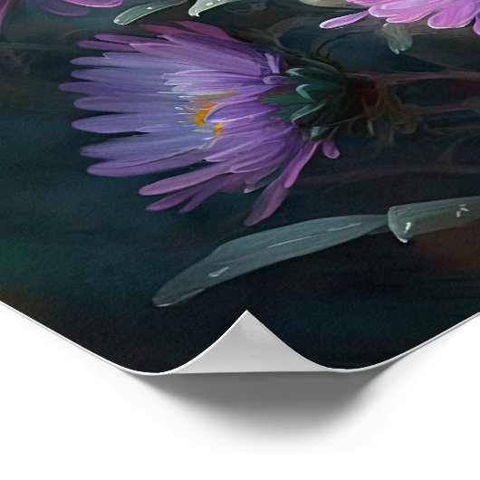 Pink Aster Blumen Art Print Poster (Ecke)