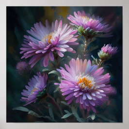 Pink Aster Blumen Art Print Poster