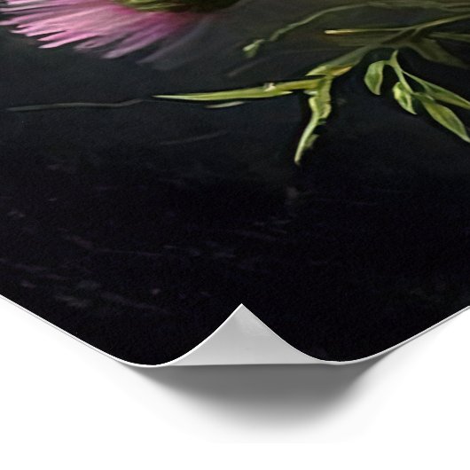 Pink Aster Blumen Art Print Poster (Ecke)