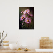 Pink Aster Blumen Art Print Poster (Küche)