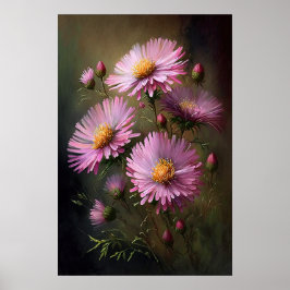 Pink Aster Blumen Art Print Poster