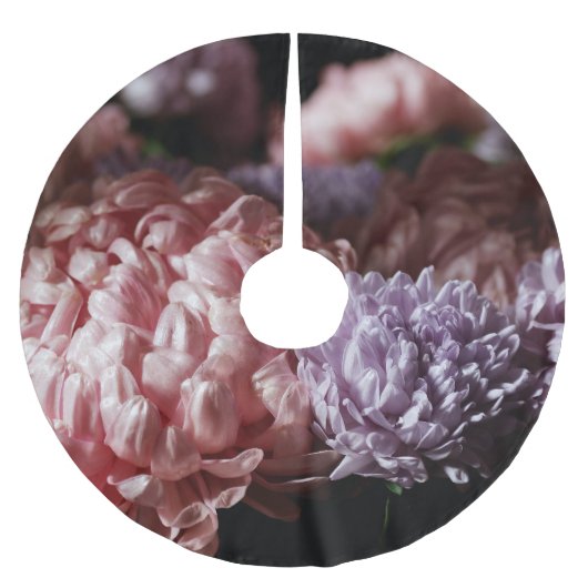 Pink Aster Bouquet: Barockbeleuchtung. Polyester Weihnachtsbaumdecke (Vorderseite)