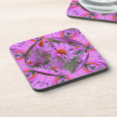 Pink Asters Abstrakte Blumenart Untersetzer Set (Linke Seite)