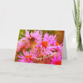 Pink Asters Blume Kunst Geburtstag Karte (Vorderseite)