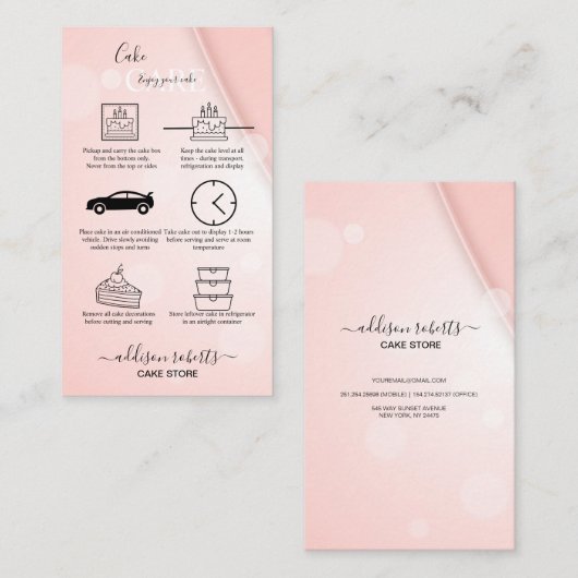 Pink-Ästhetik-Cake-Care-Visitenkarte Visitenkarte (Vorne/Hinten)