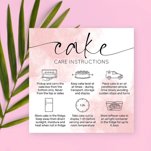 Pink Ästhetische Cake Care Card Elegante Wasserfar Quadratische Visitenkarte