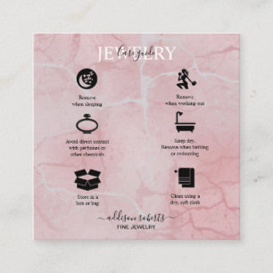 Pink-ästhetische Juwelierpflegekarte Quadratische Visitenkarte