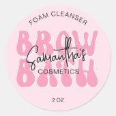 Pink ästhetische Retro-Brow Bath Eyebrows Shampoo Runder Aufkleber (Vorderseite)