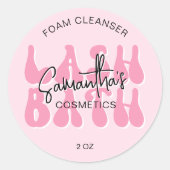 Pink ästhetische Retro Lash Bath Extensions Shampo Runder Aufkleber (Vorderseite)