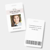 Pink-Ästhetische Vorlage Mitarbeiter-Foto-ID Ausweis (Vorder- & Rückseite)