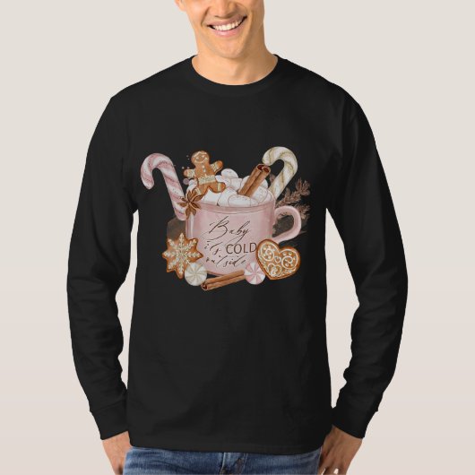 Pink Ästhetische Weihnachtskakao mit Candy T-Shirt (Vorderseite)