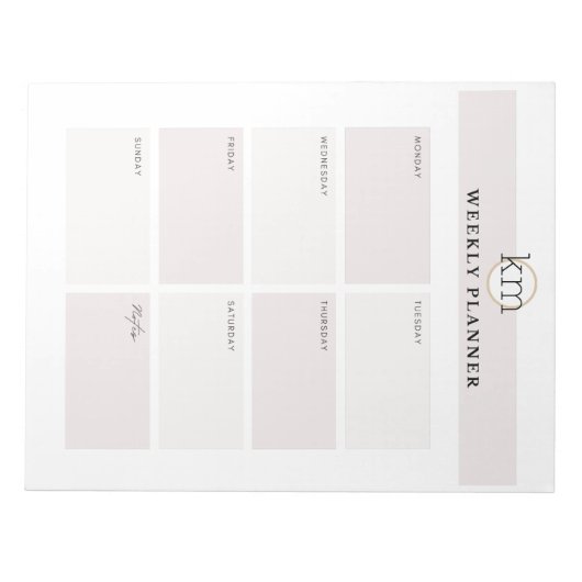 Pink Ästhetischer Beruflicher Wochenplaner Notizblock (Vorderseite)