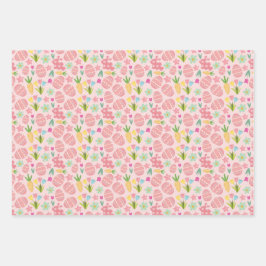 Pink Ästhetischer Frühling Ostern Thema Geschenkpapier Set