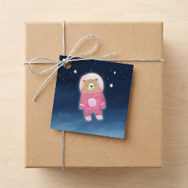 Pink Astronaut Bear Space Baby Dusche Gefallen Tag Geschenkanhänger