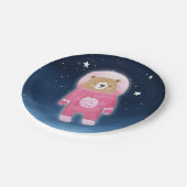 Pink Astronaut Bear Space Baby Dusche Pappteller (Schrägansicht)