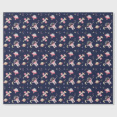 Pink Astronaut Space Stars Geschenkpapier (Flach)