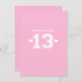Pink Athletic 13 Number Birthday Party Einladungen (Vorne/Hinten)