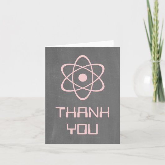 Pink Atomic Chalkboard Danke Karte (Vorderseite)