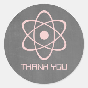 Pink Atomic Chalkboard Danke Stickers