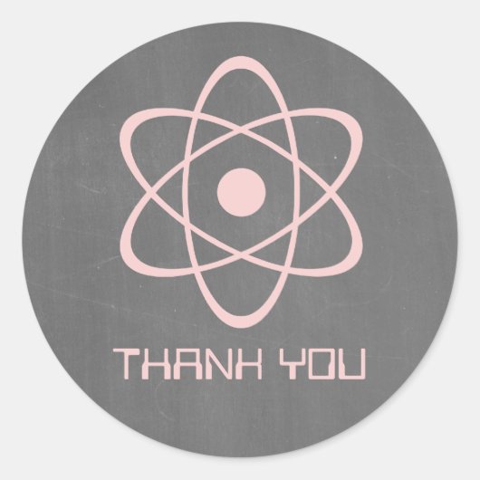 Pink Atomic Chalkboard Danke Stickers (Vorderseite)