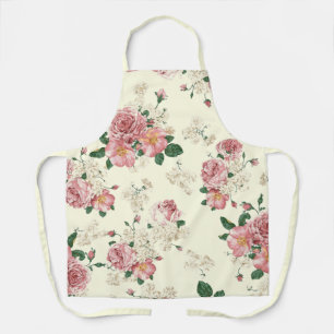 Pink auf gelbem vintage Blumenmuster Schürze