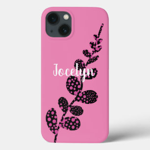 Pink auf pink polka dot Blätter fügen Ihren eigene Case-Mate iPhone Hülle